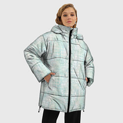 Куртка зимняя женская Круги на клетчатом серо-белом фоне, цвет: 3D-черный — фото 2