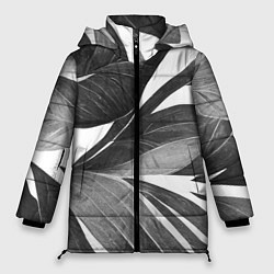 Куртка зимняя женская Чёрно-белый тропический вайб, цвет: 3D-черный