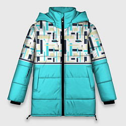Женская зимняя куртка Голубой неоновый геометрический узор