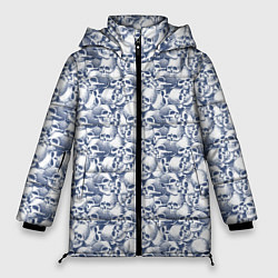 Куртка зимняя женская Череп с трещиной, цвет: 3D-черный