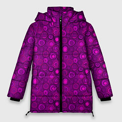 Куртка зимняя женская Абстрактный неоновый узор Фуксия, цвет: 3D-светло-серый