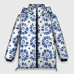 Куртка зимняя женская Тай-дай гжель, цвет: 3D-светло-серый