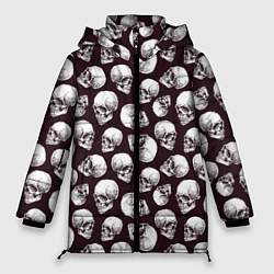 Куртка зимняя женская Череп гравюра, цвет: 3D-светло-серый