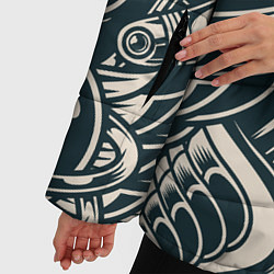 Куртка зимняя женская Японская тату текстура, цвет: 3D-светло-серый — фото 2