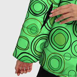 Куртка зимняя женская Ярко-зеленый неоновый абстрактный узор, цвет: 3D-красный — фото 2