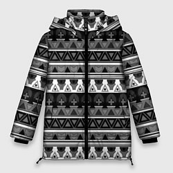 Женская зимняя куртка Черно-белый скандинавский орнамент
