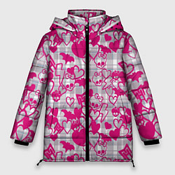Женская зимняя куртка Розовые черепа паттерн