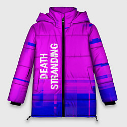 Куртка зимняя женская Death Stranding glitch text effect: по-вертикали, цвет: 3D-черный
