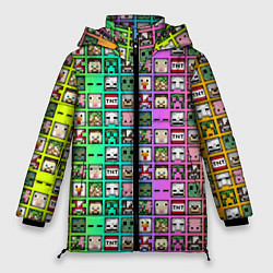 Куртка зимняя женская Minecraft characters neon, цвет: 3D-красный