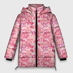 Куртка зимняя женская Любовь и сердце, цвет: 3D-черный