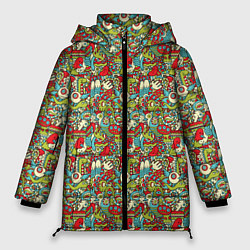 Куртка зимняя женская Монстрики, животные и пришельцы, цвет: 3D-светло-серый