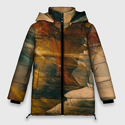 Куртка зимняя женская Туманные сюрреалистичные краски, цвет: 3D-черный