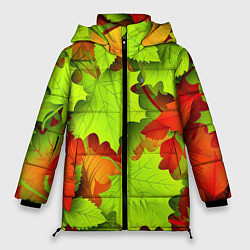 Женская зимняя куртка Зелёные осенние листья