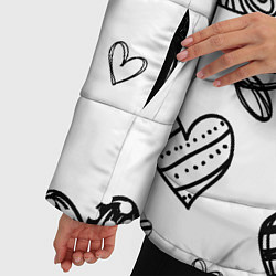 Куртка зимняя женская Сердца нарисованные карандашом, цвет: 3D-черный — фото 2