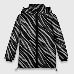 Женская зимняя куртка Полосатый черно-серый узор Зебра