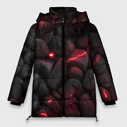 Куртка зимняя женская Камни с разломами неон, цвет: 3D-черный