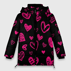 Куртка зимняя женская Розовые сердца, цвет: 3D-светло-серый