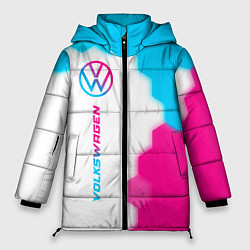 Куртка зимняя женская Volkswagen neon gradient style: по-вертикали, цвет: 3D-черный