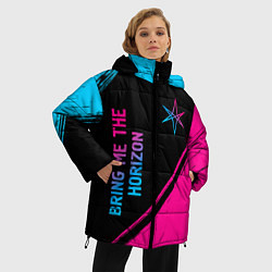 Куртка зимняя женская Bring Me the Horizon - neon gradient: надпись, сим, цвет: 3D-черный — фото 2
