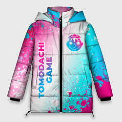 Женская зимняя куртка Tomodachi Game neon gradient style: надпись, симво