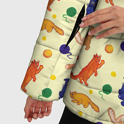 Куртка зимняя женская Crazy cat doodle, цвет: 3D-красный — фото 2