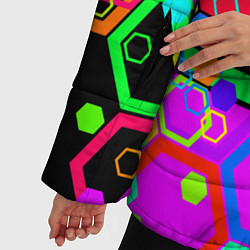 Куртка зимняя женская Разноцветная геометрическая текстура, цвет: 3D-красный — фото 2