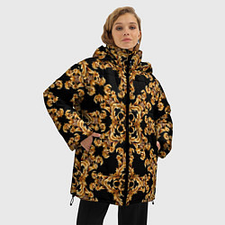 Куртка зимняя женская Золотая гжель ретро цветы, цвет: 3D-красный — фото 2