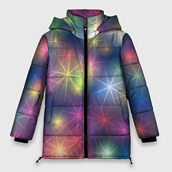 Куртка зимняя женская Разноцветные неоновые блики, цвет: 3D-красный