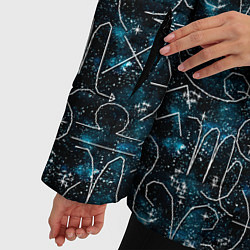 Куртка зимняя женская Знаки зодиака и звезды на сине- черном фоне, цвет: 3D-черный — фото 2