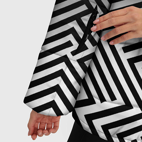 Женская зимняя куртка Геометрические узоры с градиентом / 3D-Светло-серый – фото 5