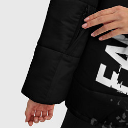 Куртка зимняя женская Fallout glitch на темном фоне: надпись, символ, цвет: 3D-черный — фото 2