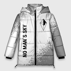 Женская зимняя куртка No Mans Sky glitch на светлом фоне: надпись, симво