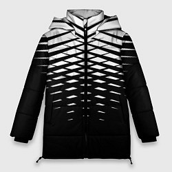 Женская зимняя куртка Черно-белая симметричная сетка из треугольников