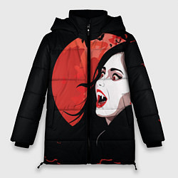 Женская зимняя куртка Вампирша на фоне красной луны