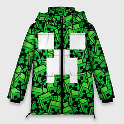 Женская зимняя куртка Головы криперов - Майнкрафт
