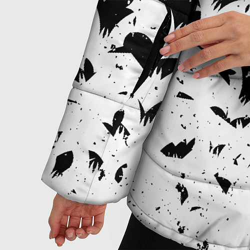 Женская зимняя куртка Black and white bat pattern / 3D-Светло-серый – фото 5