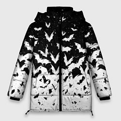Куртка зимняя женская Black and white bat pattern, цвет: 3D-светло-серый