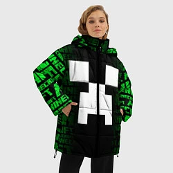 Куртка зимняя женская Лицо Крипера - Майнкрафт, цвет: 3D-красный — фото 2