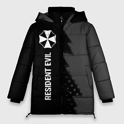Женская зимняя куртка Resident Evil glitch на темном фоне: по-вертикали