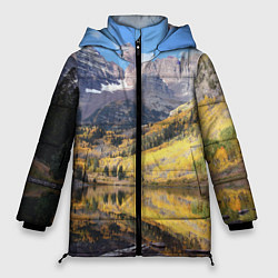 Куртка зимняя женская Красивая река между гор, цвет: 3D-красный