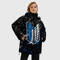 Куртка зимняя женская Атака титанов брызги, цвет: 3D-черный — фото 2