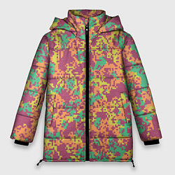 Куртка зимняя женская Цифровой камуфляж - сиренево-зеленый, цвет: 3D-светло-серый