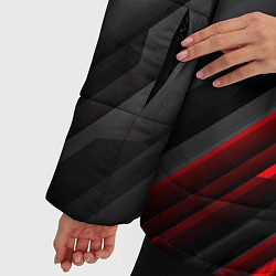 Куртка зимняя женская Чёрно-красный паркет графика, цвет: 3D-красный — фото 2