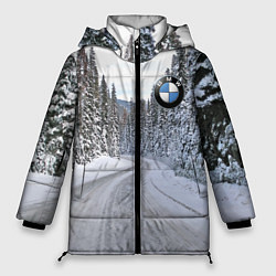 Женская зимняя куртка BMW - зимняя дорога через лес