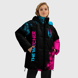 Куртка зимняя женская The Witcher - neon gradient: надпись, символ, цвет: 3D-черный — фото 2