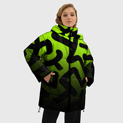 Куртка зимняя женская Черные узоры на кислотном фоне, цвет: 3D-черный — фото 2