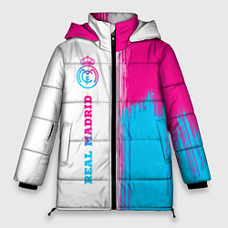 Куртка зимняя женская Real Madrid neon gradient style: по-вертикали, цвет: 3D-черный