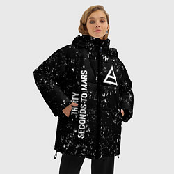 Куртка зимняя женская Thirty Seconds to Mars glitch на темном фоне: надп, цвет: 3D-черный — фото 2