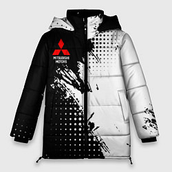 Куртка зимняя женская Mitsubishi - черно-белая абстракция, цвет: 3D-черный