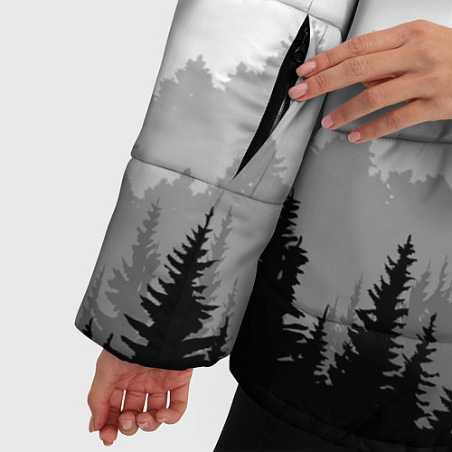 Женская зимняя куртка Птицы над лесом / 3D-Светло-серый – фото 5